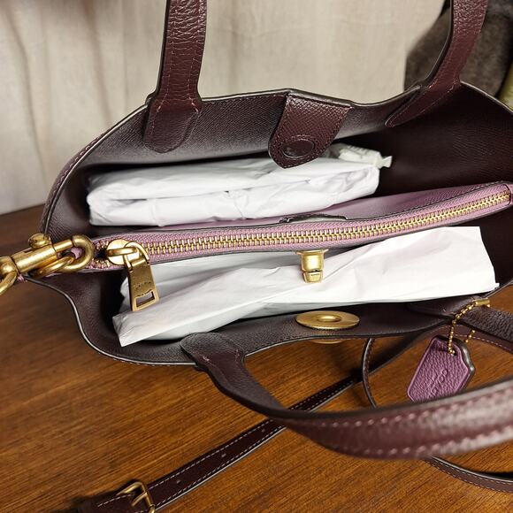 Coach C8561 Colorblock Willow Tote 24 Shopper Satchel Handbag Deep Berry likenew - Picture 6 of 9